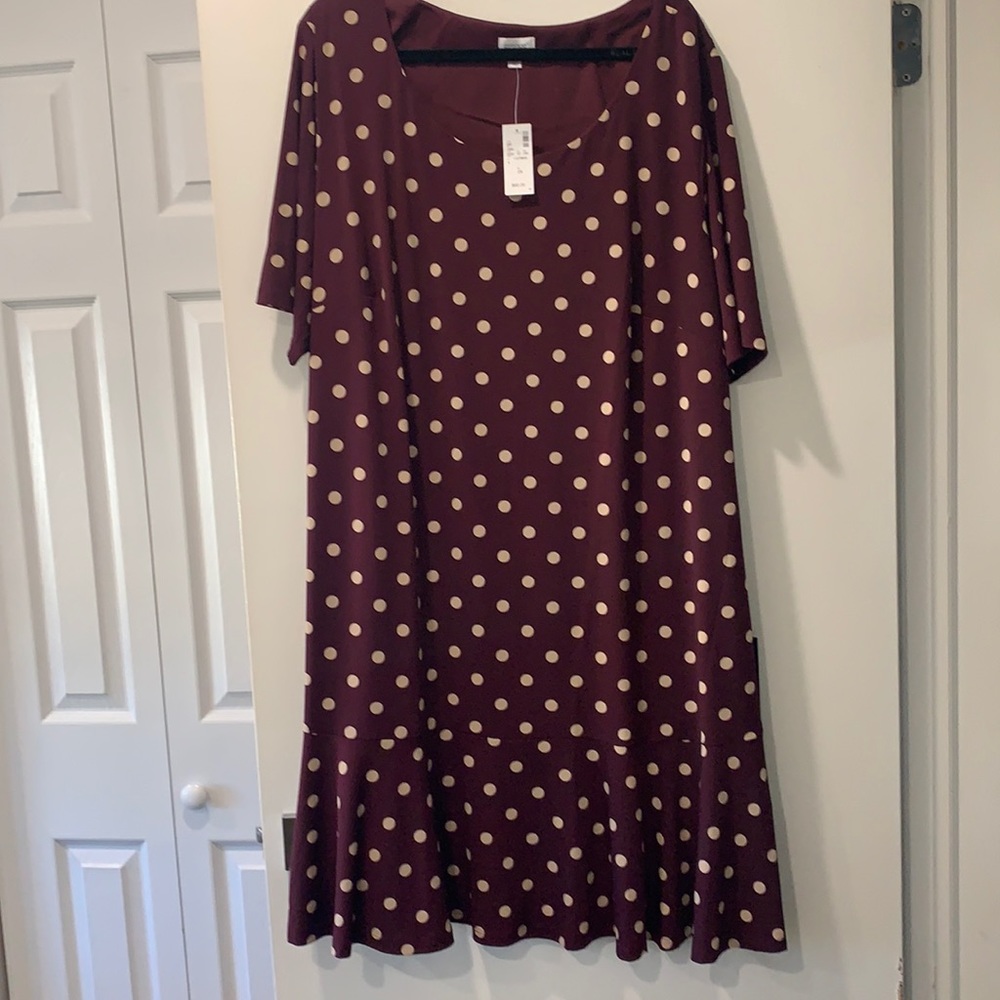 Cute Burgundy polka dot dress
